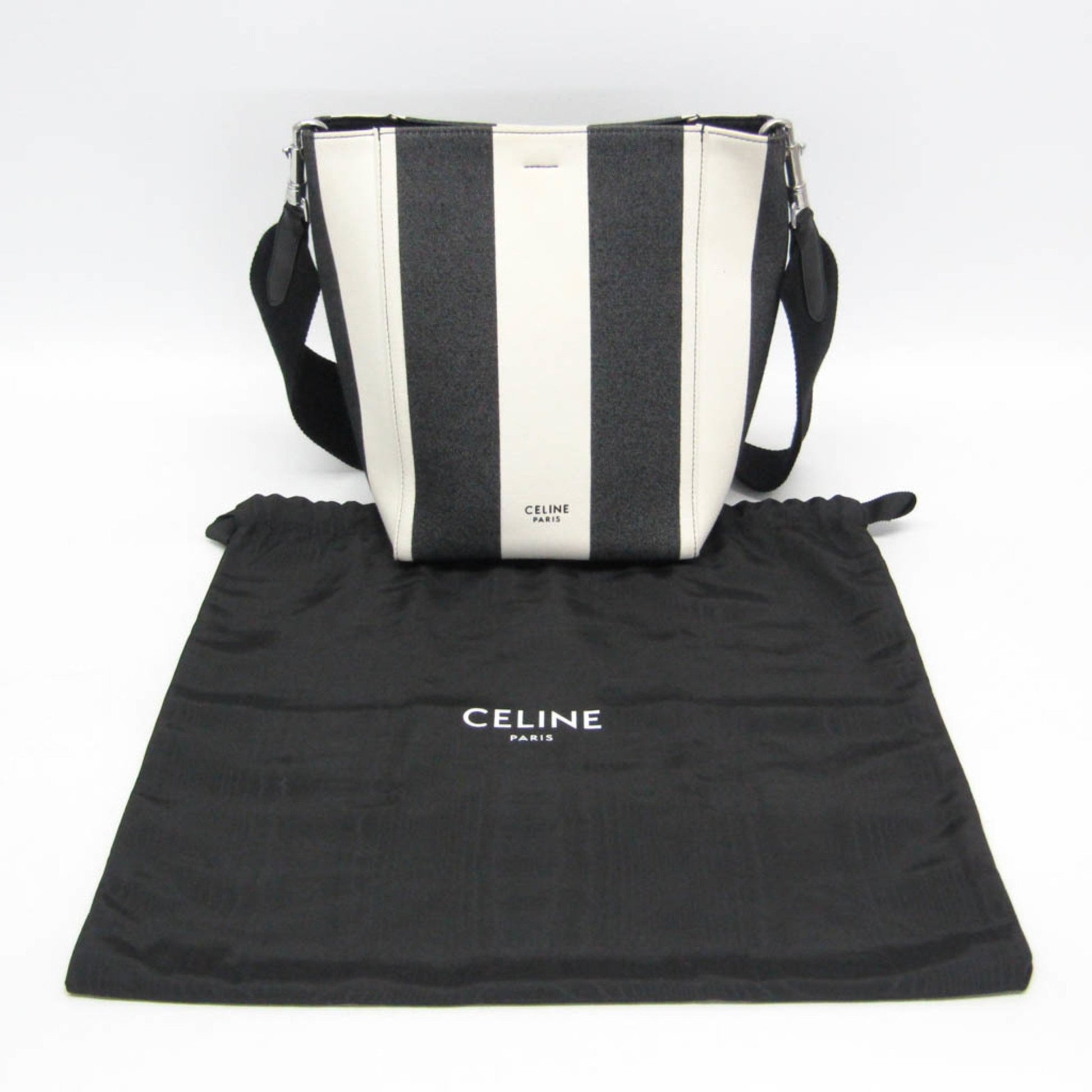 Céline Seau Sangle, White, Canvas, shoulder