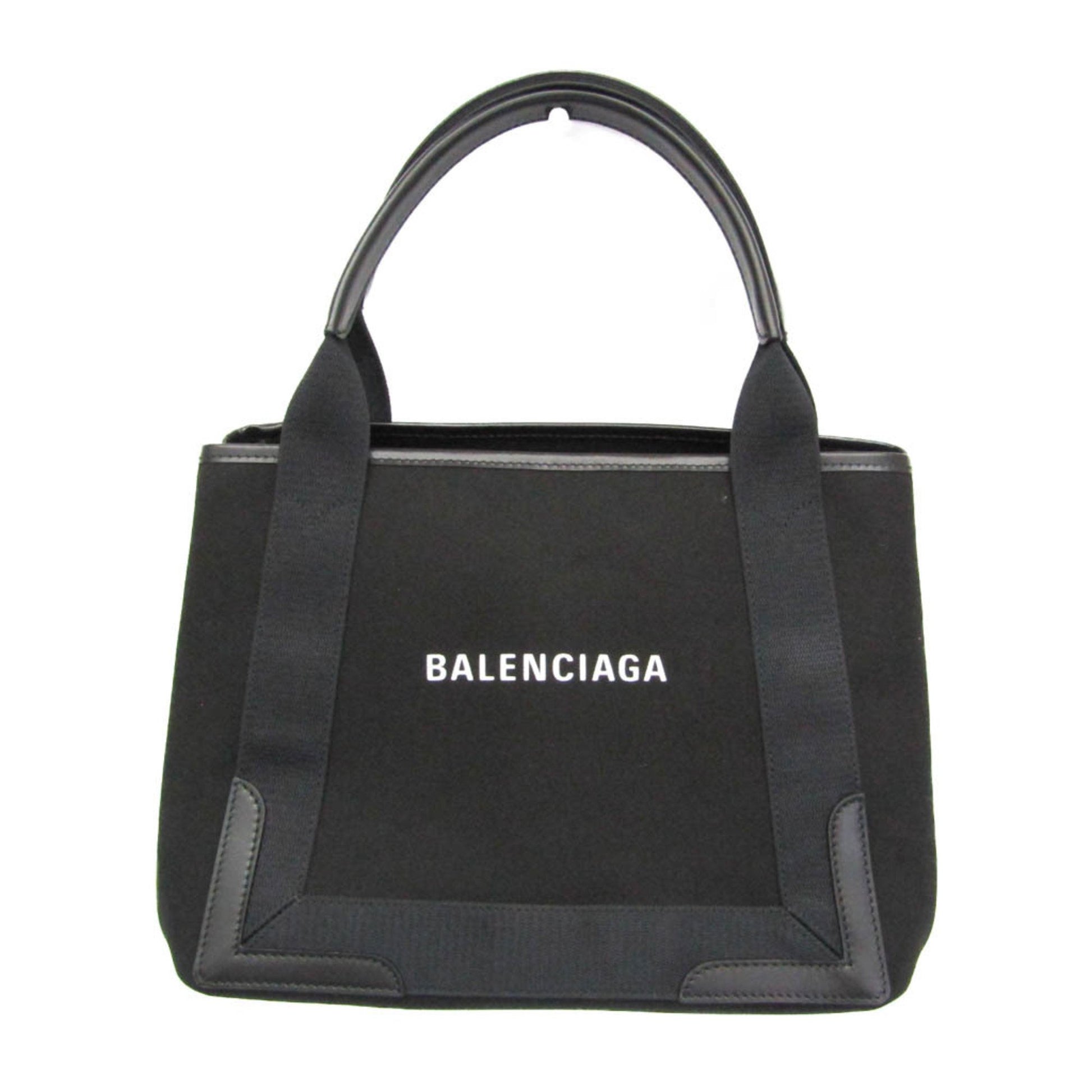 Balenciaga Navy, Black, "CANVAS, LEATHER", tote