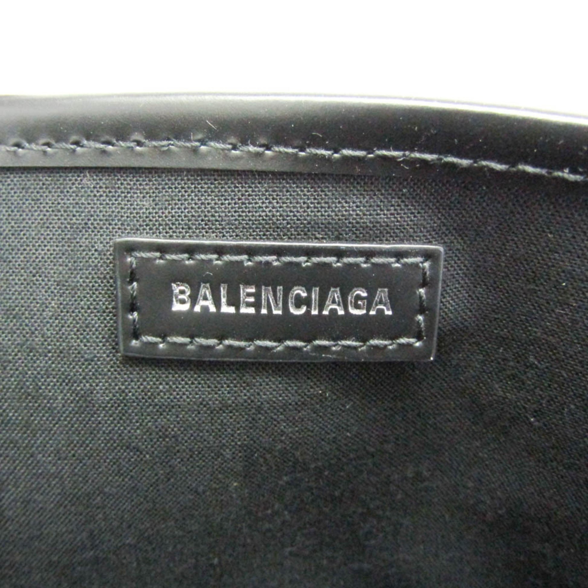Balenciaga Navy, Black, "CANVAS, LEATHER", tote