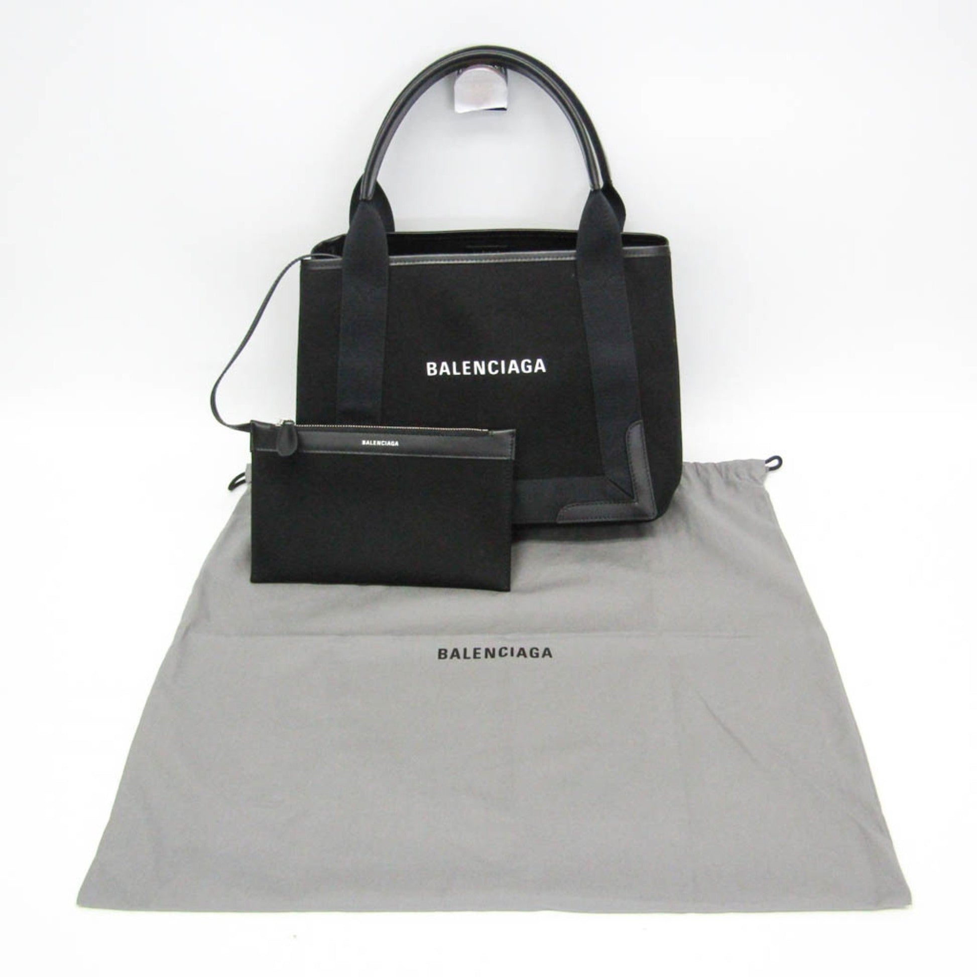 Balenciaga Navy, Black, "CANVAS, LEATHER", tote
