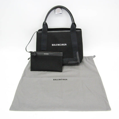 Balenciaga Navy, Black, "CANVAS, LEATHER", tote