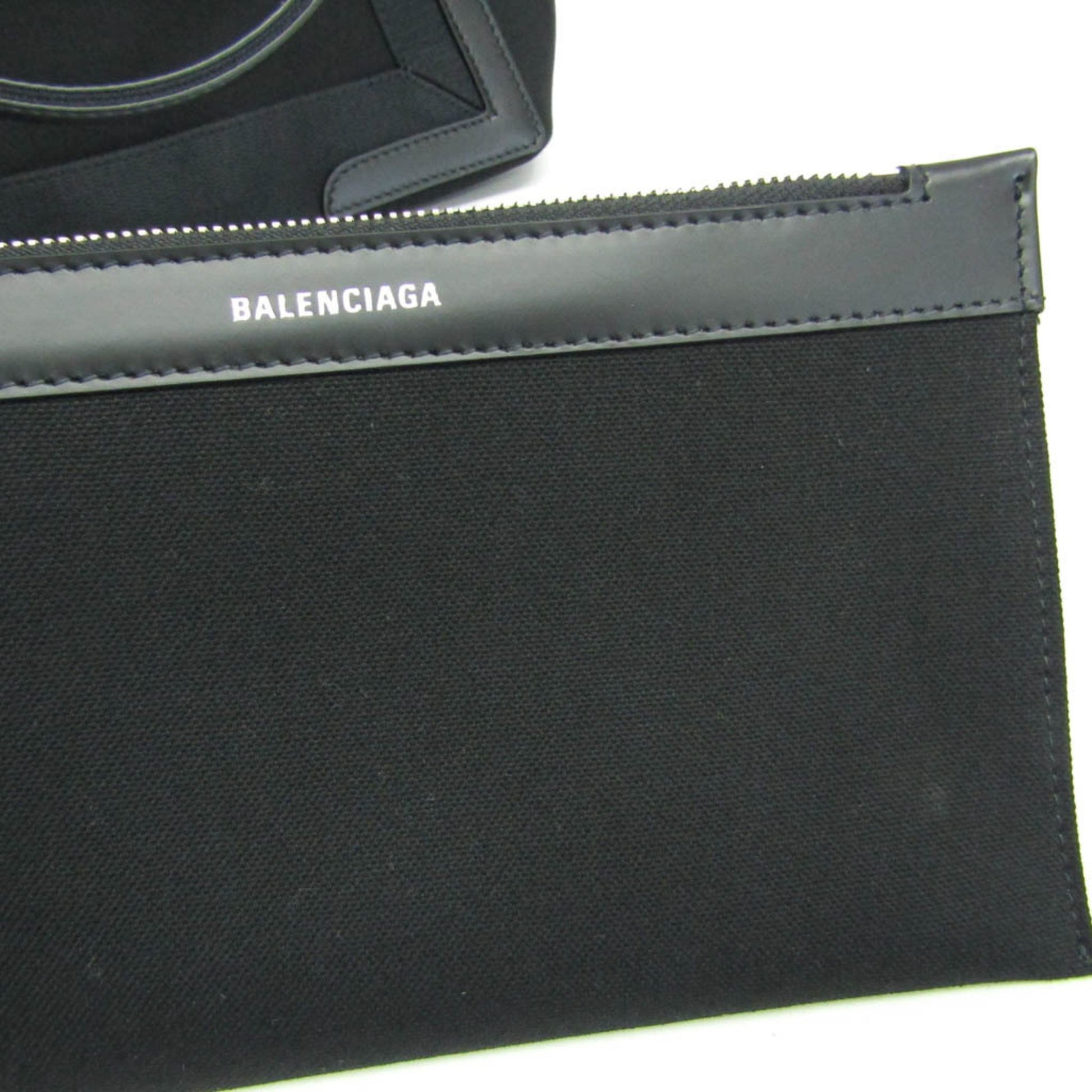 Balenciaga Navy, Black, "CANVAS, LEATHER", tote