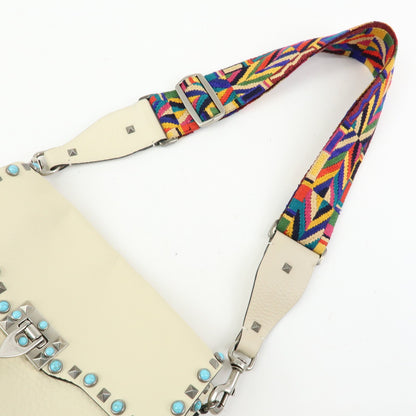Valentino Garavani Rolling Rockstud Leather with Cabochons, Multicolour, Leather, Crossbody Bag