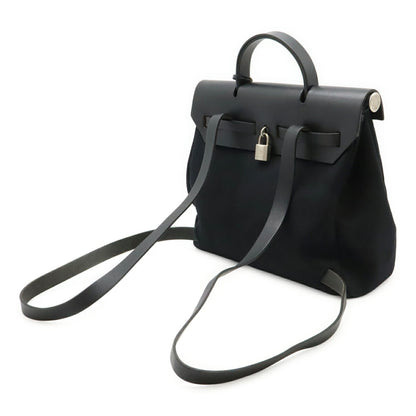 Hermès Herbag, Black, Canvas, backpack