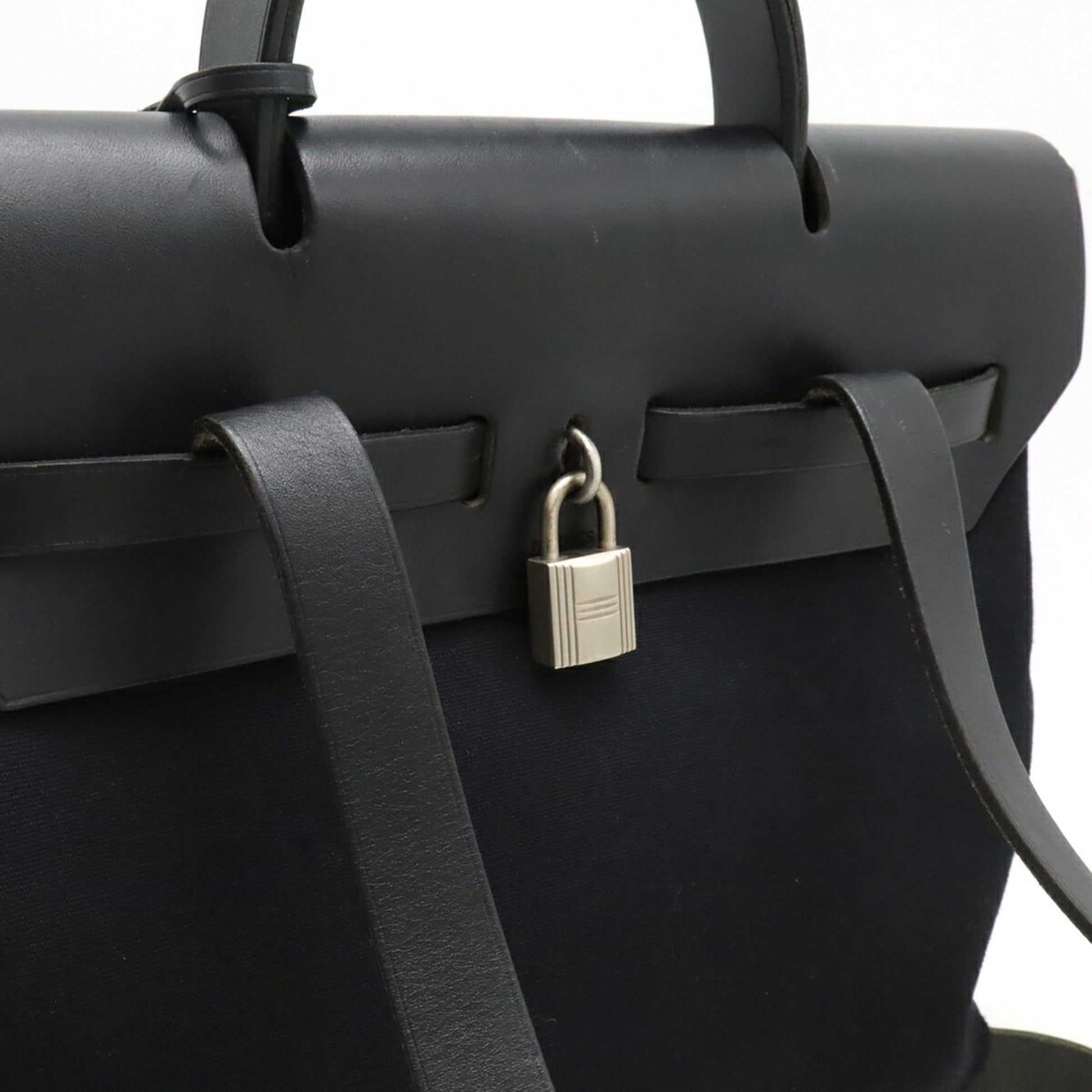 Hermès Herbag, Black, Canvas, backpack