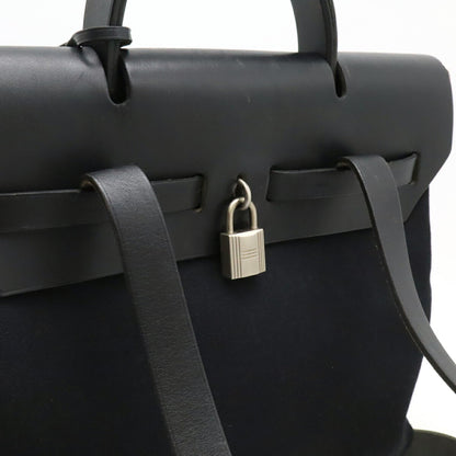 Hermès Herbag, Black, Canvas, backpack