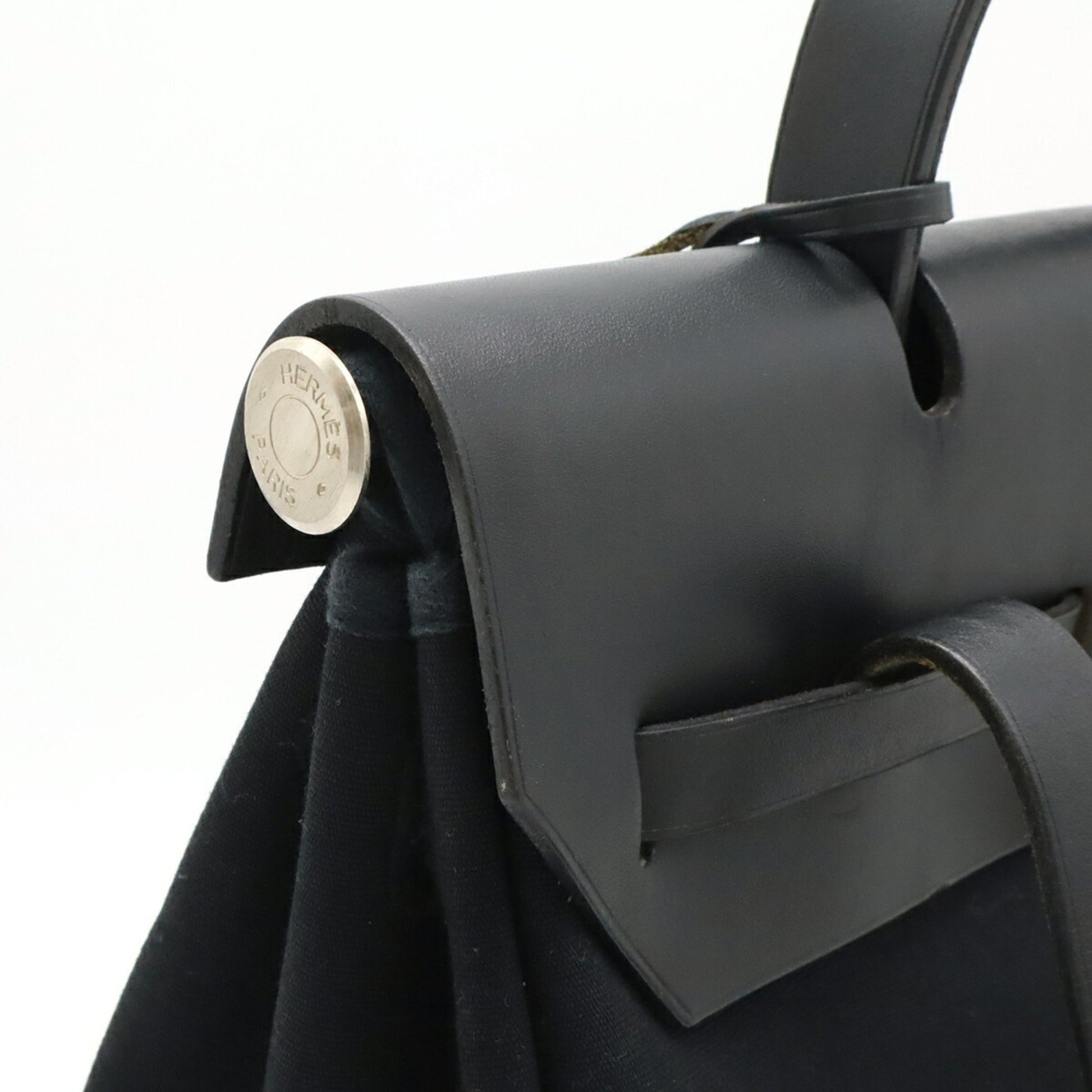 Hermès Herbag, Black, Canvas, backpack