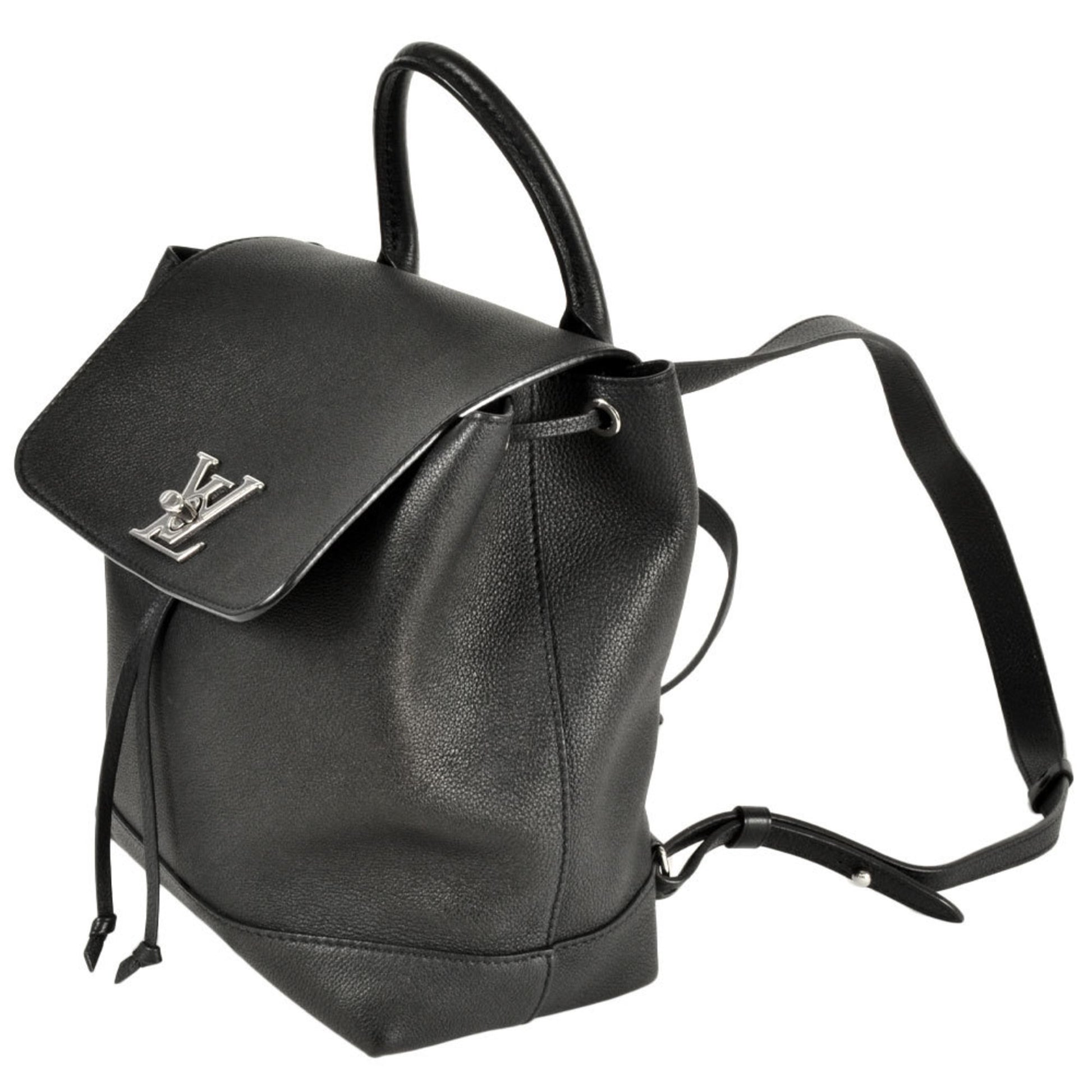 Louis Vuitton Lockme, Black, Leather, backpack
