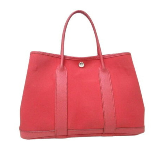 Hermès Garden Party, Red, "CANVAS, LEATHER", tote