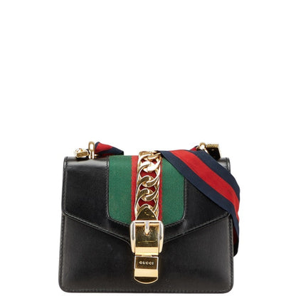 Gucci Sylvie, Black, Leather, shoulder