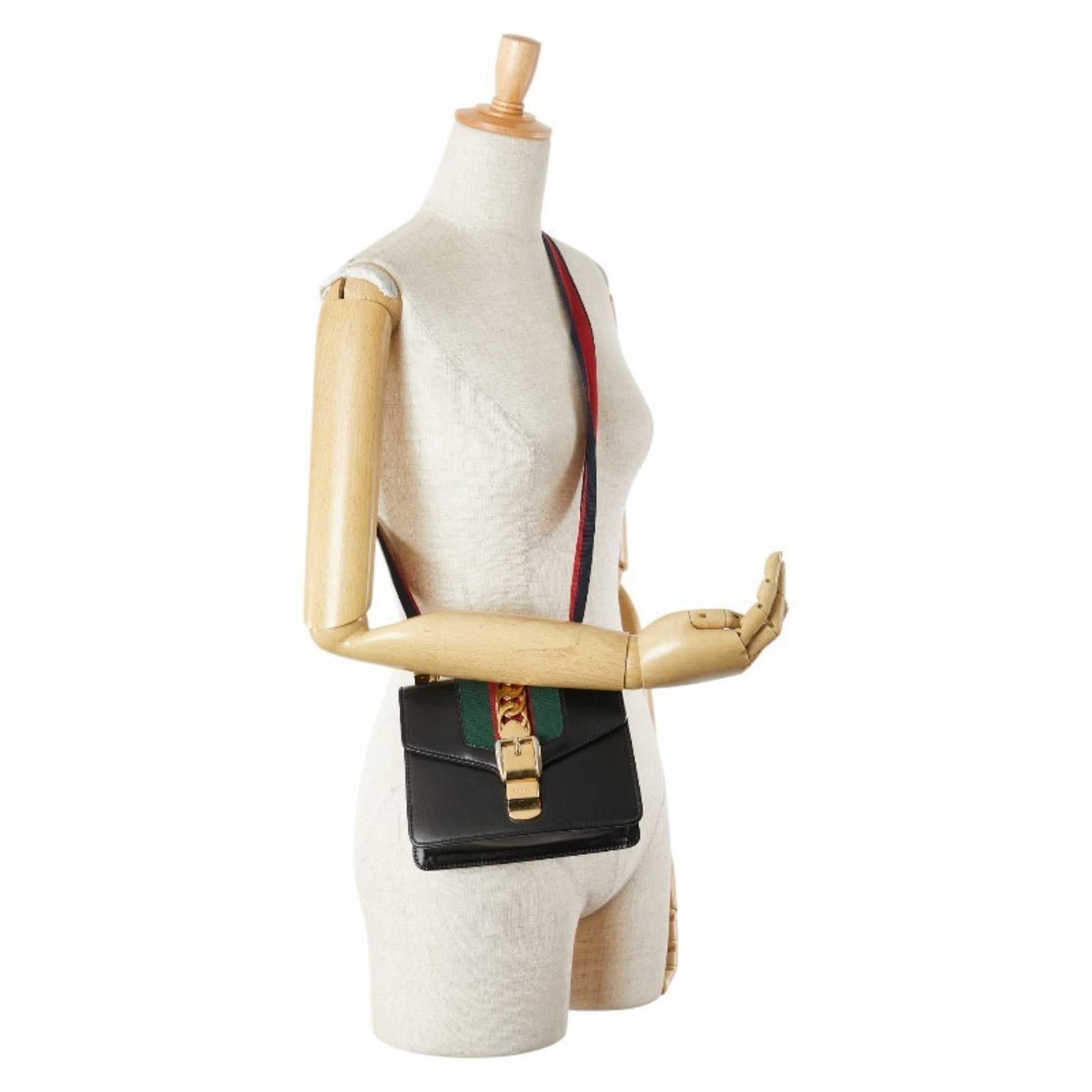 Gucci Sylvie, Black, Leather, shoulder