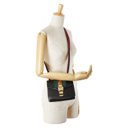 Gucci Sylvie, Black, Leather, shoulder