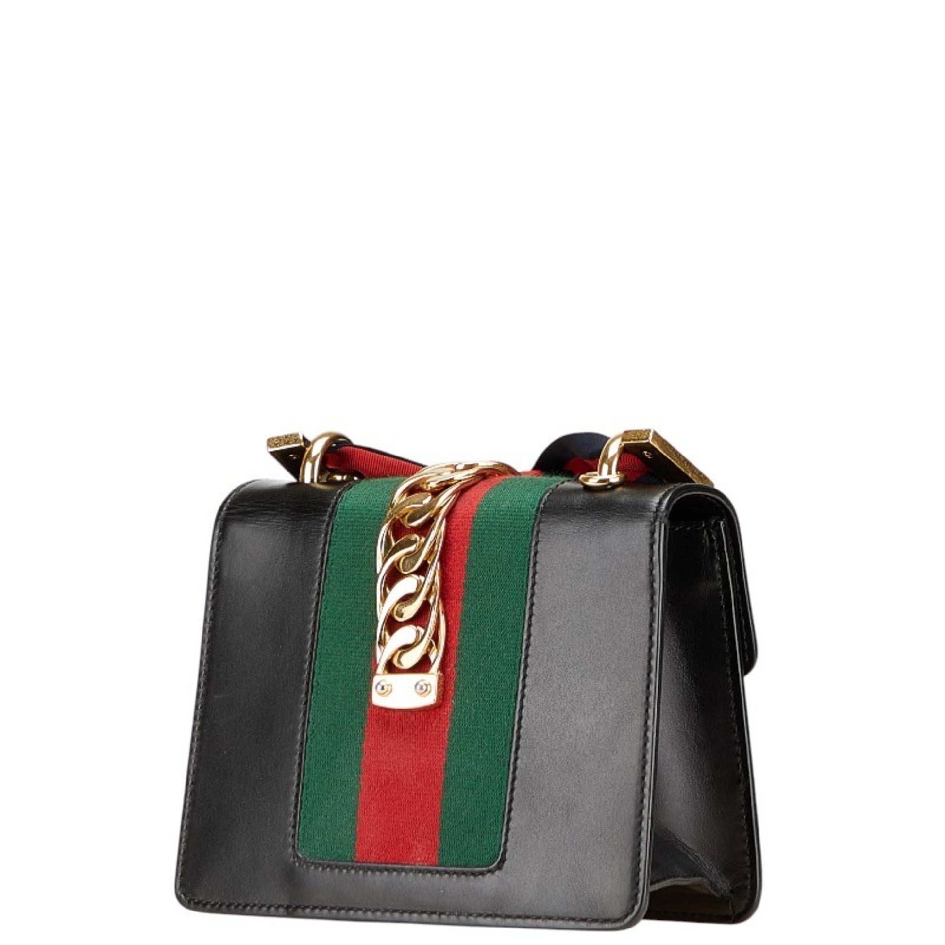 Gucci Sylvie, Black, Leather, shoulder