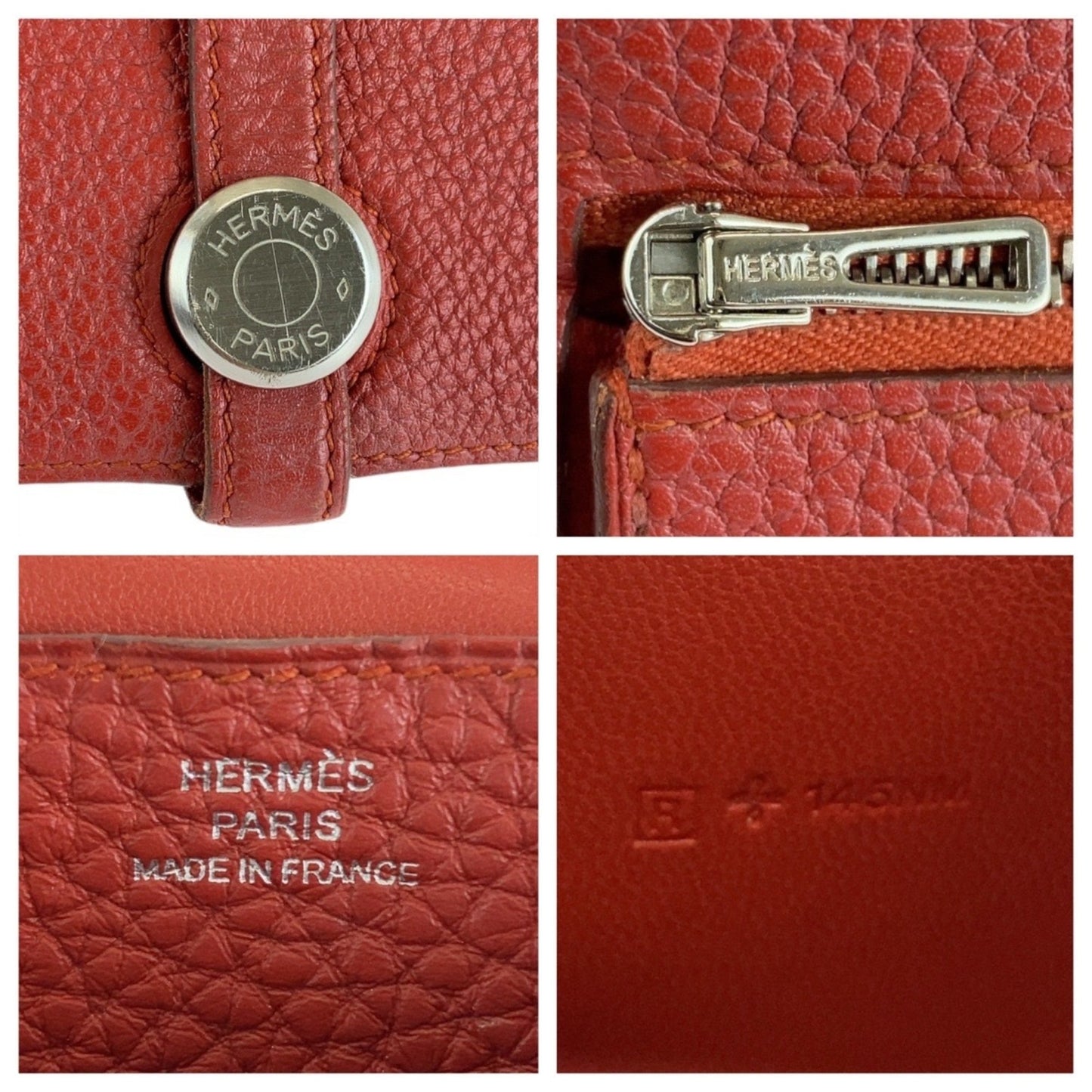 Hermès Dogon, Red, Leather, wallet
