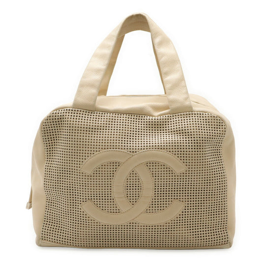 Chanel Coco Mark, Beige, Leather, handbag