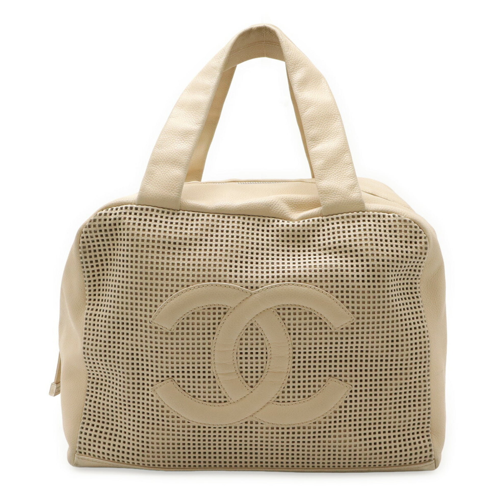 Chanel Coco Mark, Beige, Leather, handbag