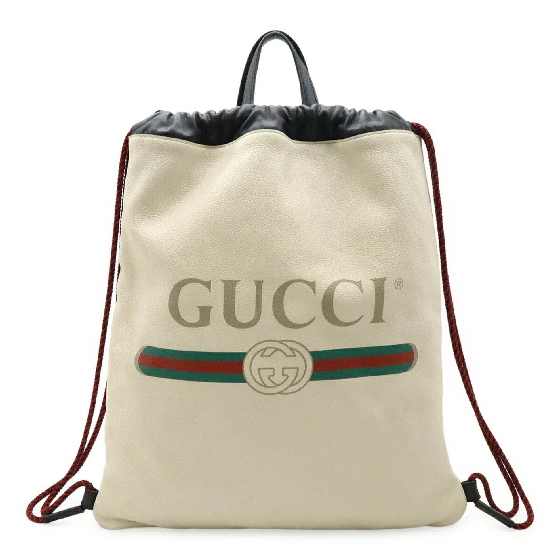 Gucci Drawstring, IVORY, Leather, backpack