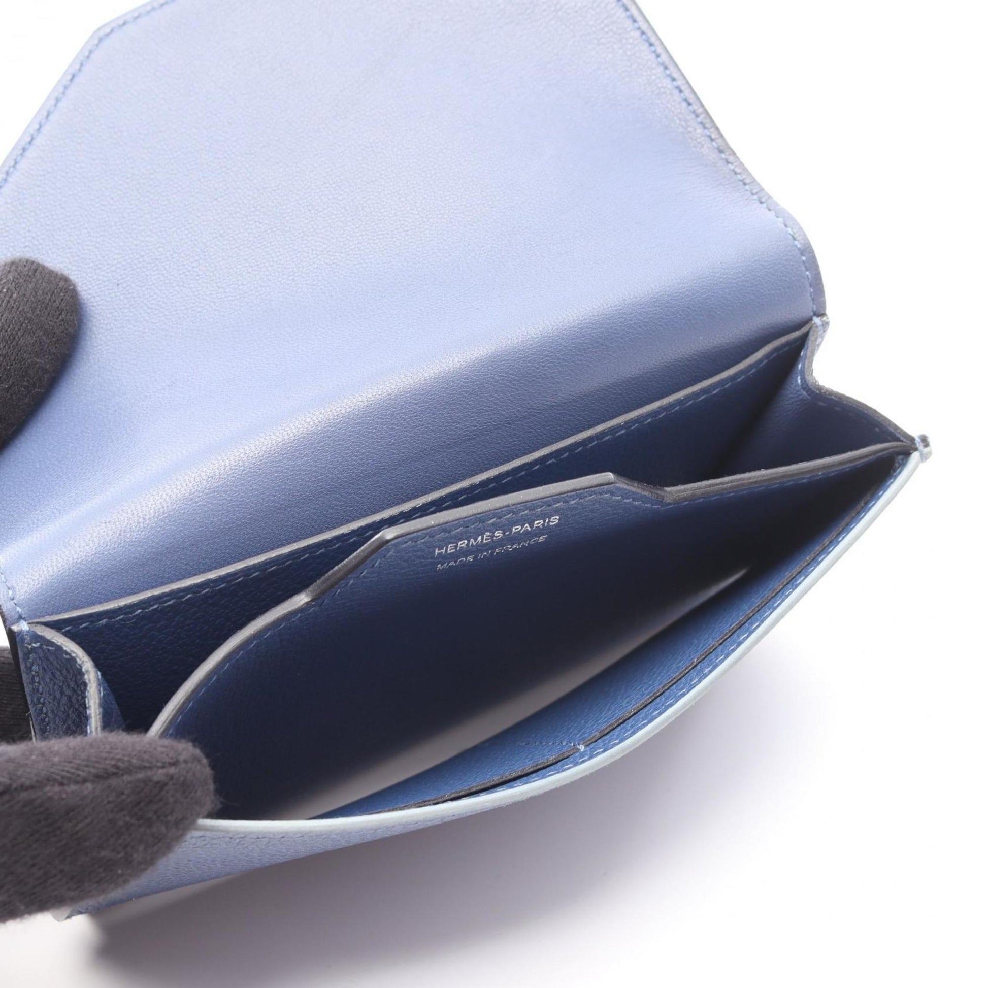 Hermès Passant, Blue, Leather, wallet