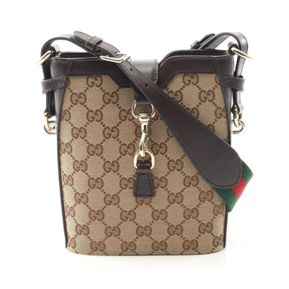Gucci Mini Bucket Bag, "BEIGE, BROWN", "CANVAS, LEATHER", shoulder