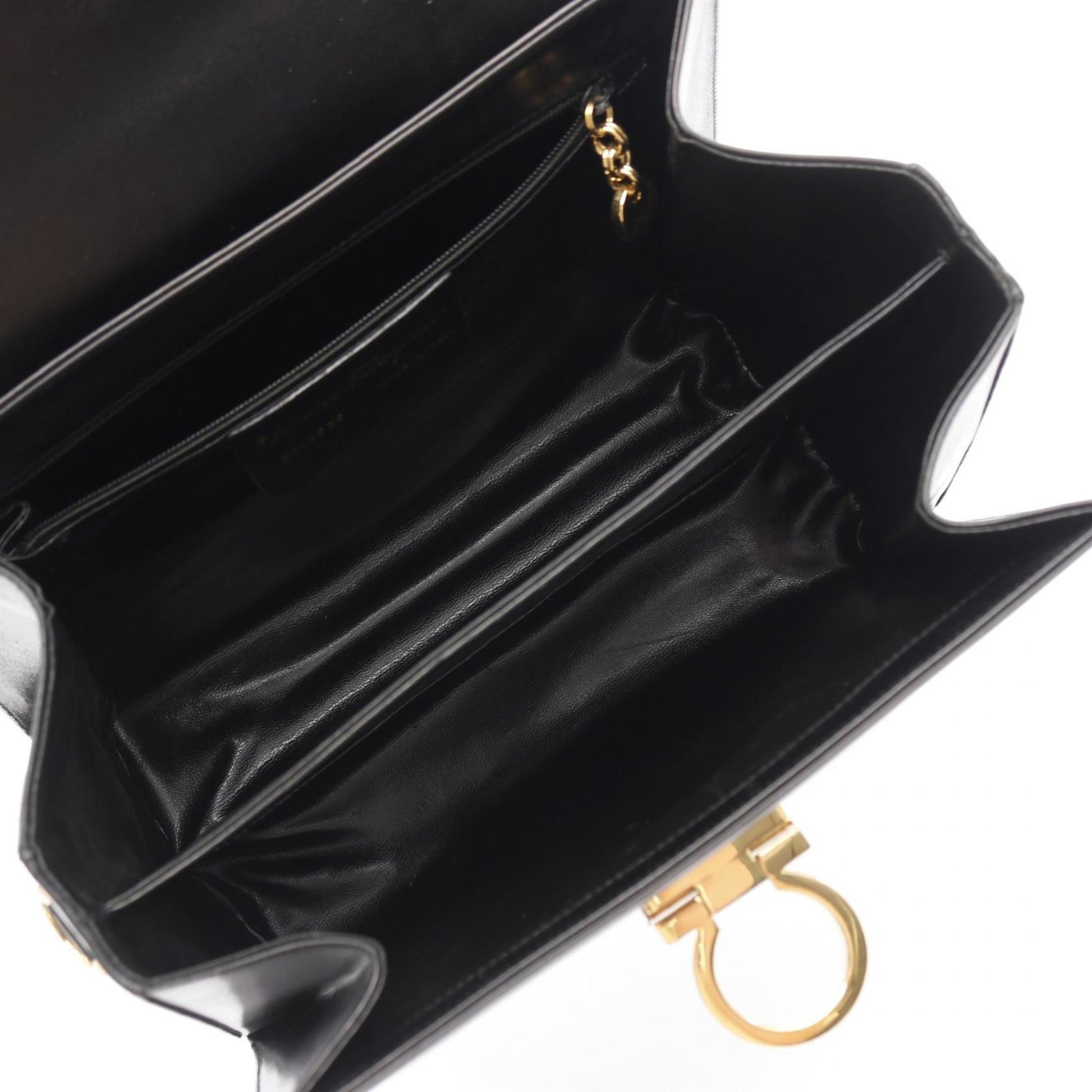 Salvatore Ferragamo Gancini, Black, Leather, handbag