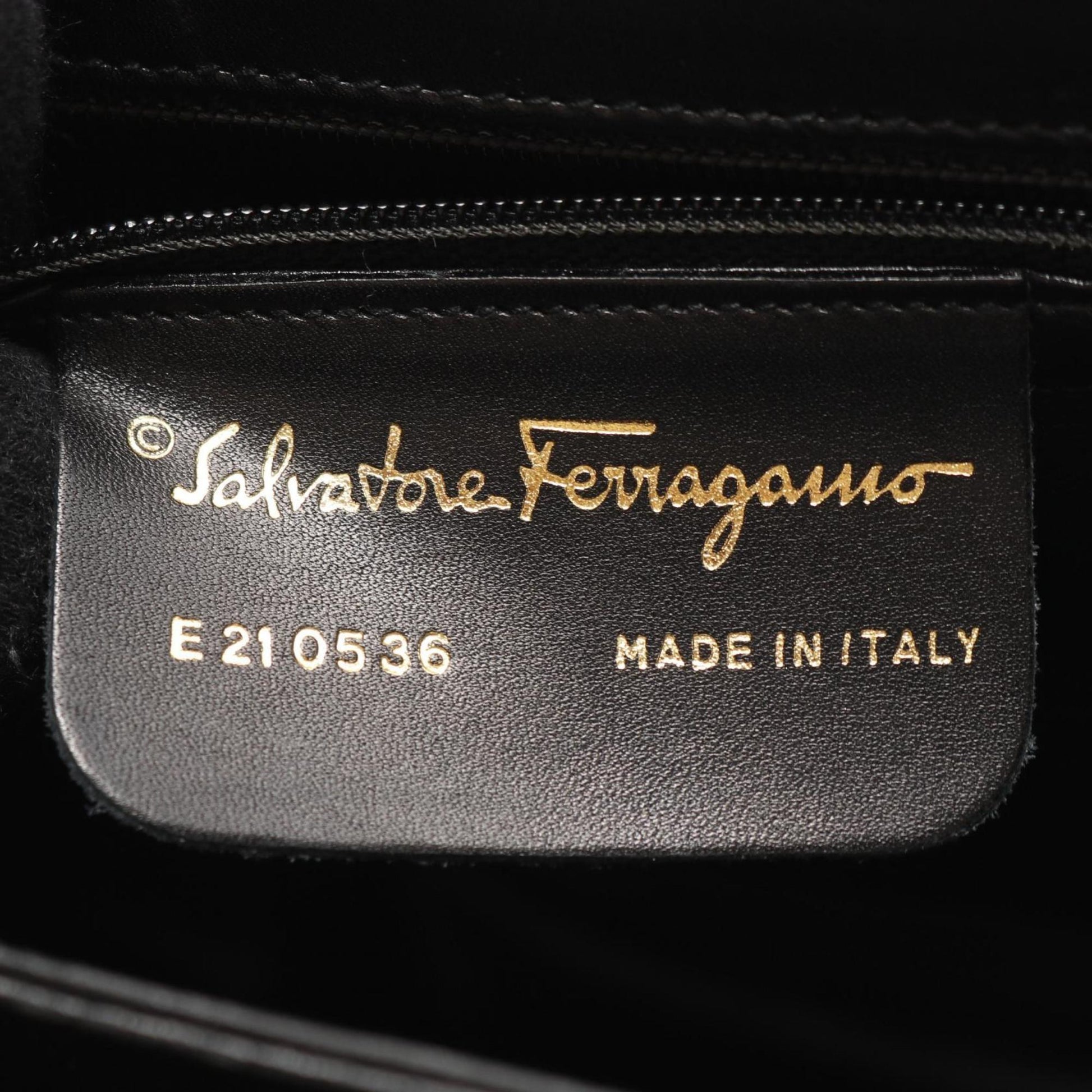 Salvatore Ferragamo Gancini, Black, Leather, handbag