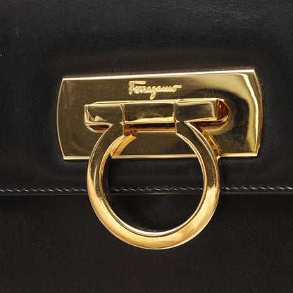 Salvatore Ferragamo Gancini, Black, Leather, handbag
