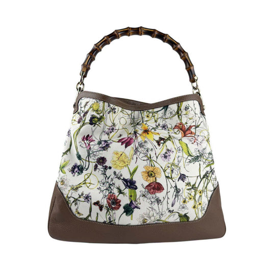 Gucci Bamboo, White, "CANVAS, LEATHER", handbag
