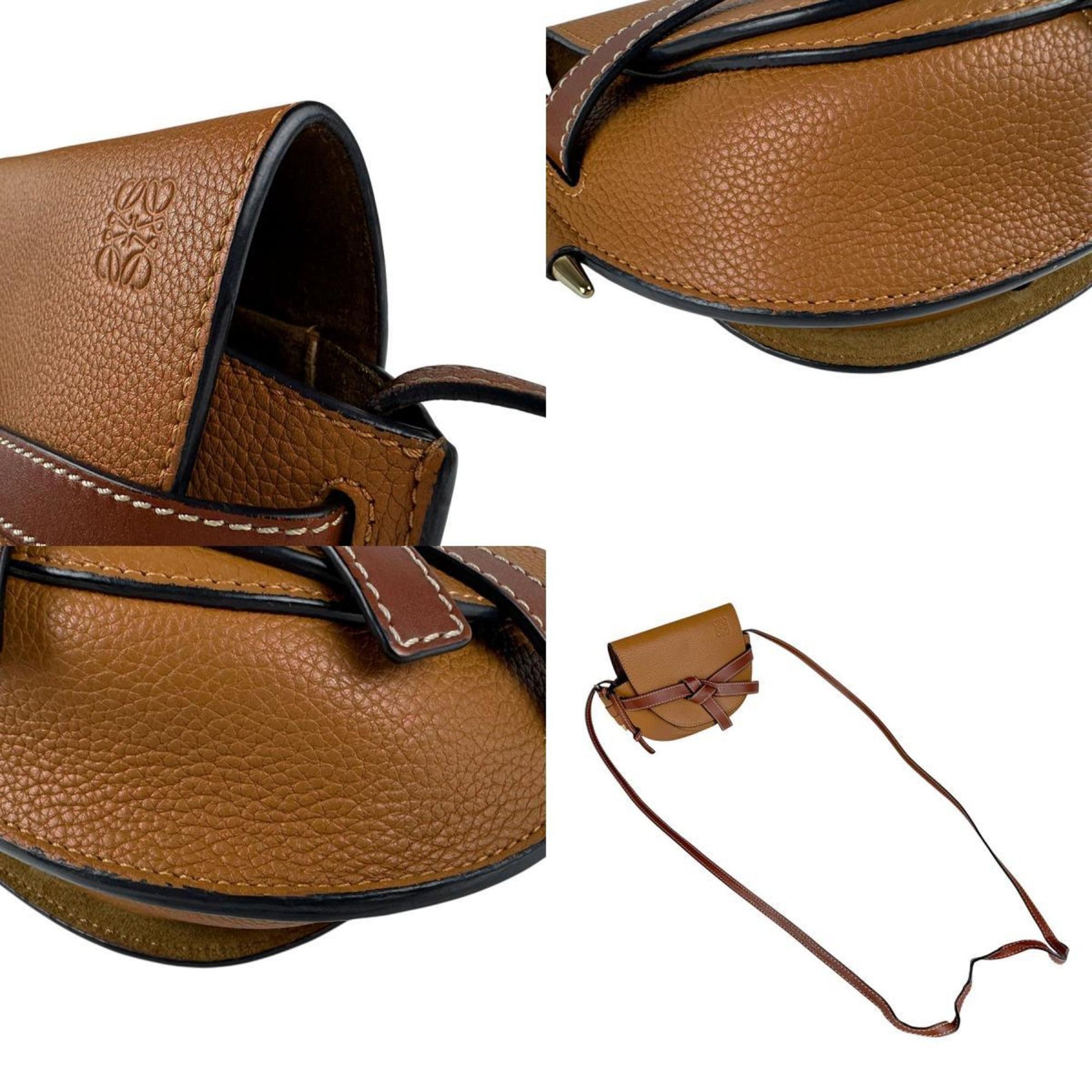 Loewe Gate, Brown, Leather, clutch