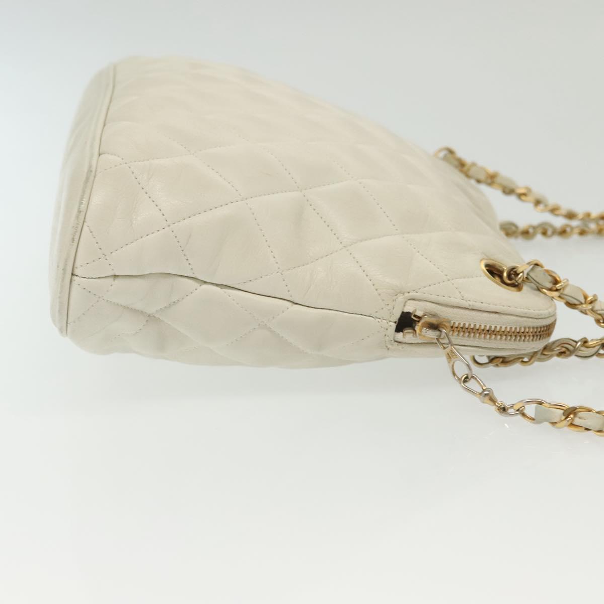 Chanel Matelassé, "WHITE,GOLD", Leather, shoulder