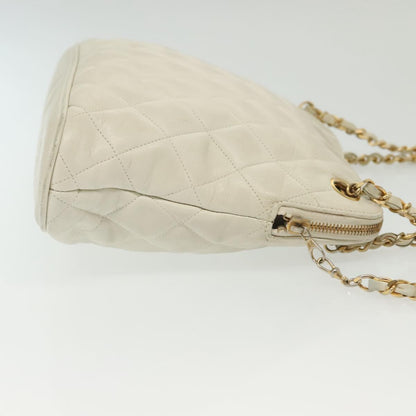 Chanel Matelassé, "WHITE,GOLD", Leather, shoulder