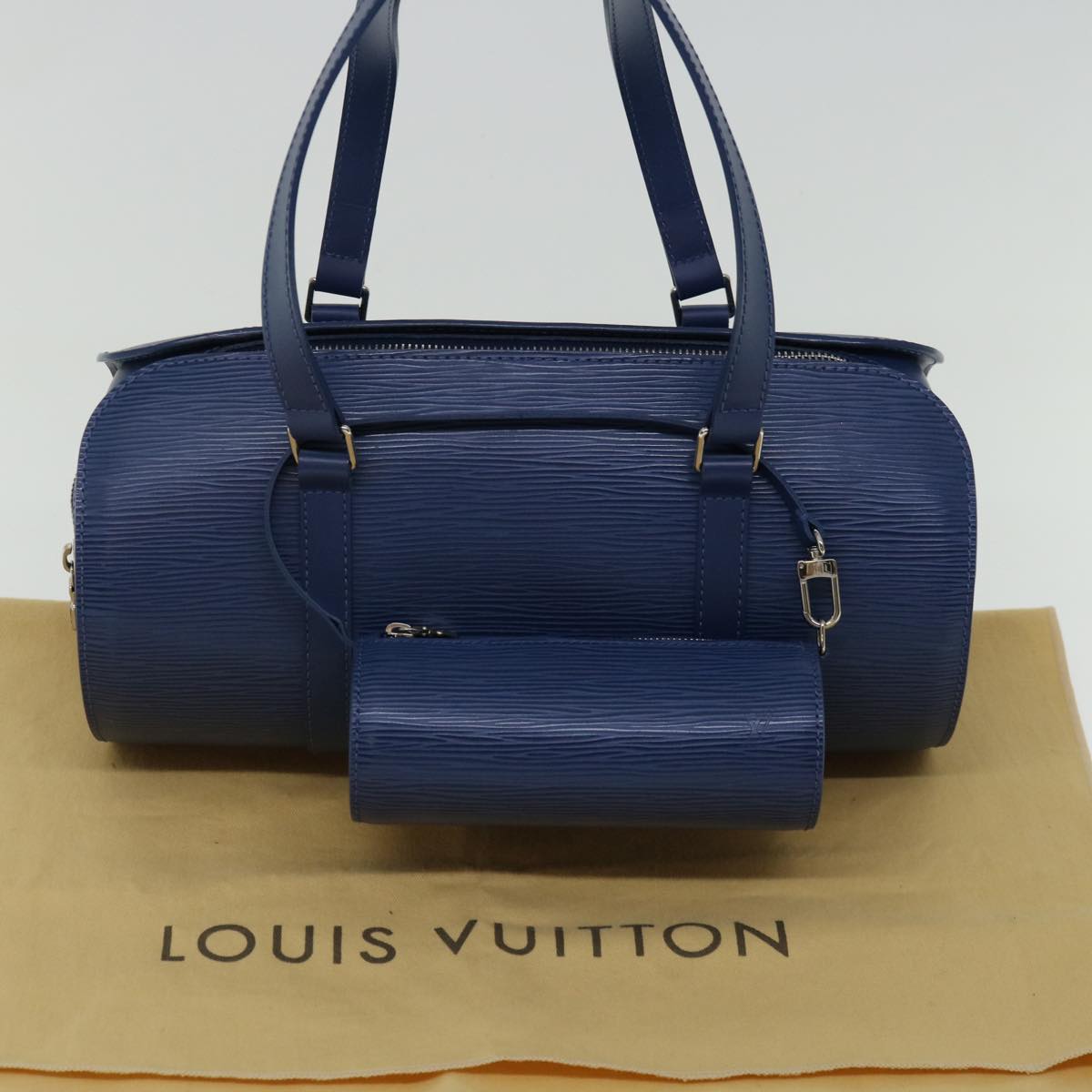 Louis Vuitton Soufflot, Blue, Leather, handbag