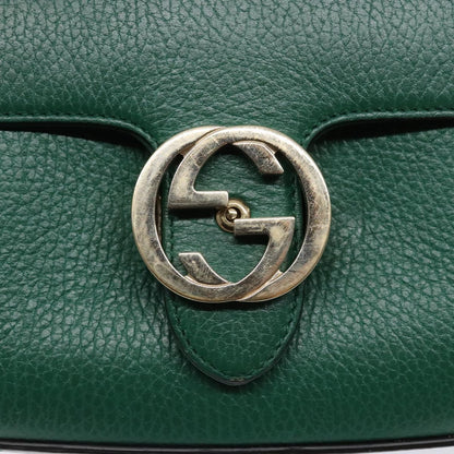 Gucci Interlocking G, Green, Leather, shoulder