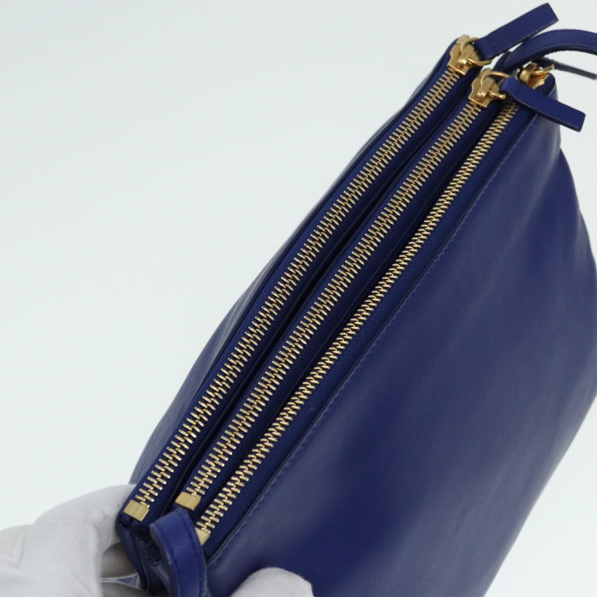 Céline Trio, Blue, Leather, shoulder