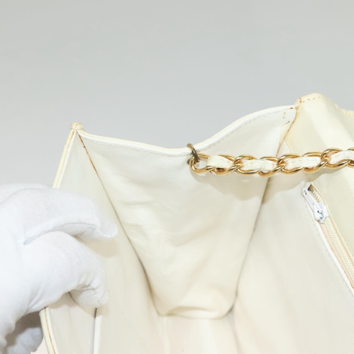 Chanel Demi Lune, White, Leather, shoulder