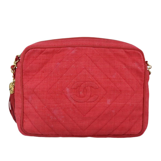 Chanel Camera, Red, Canvas, shoulder