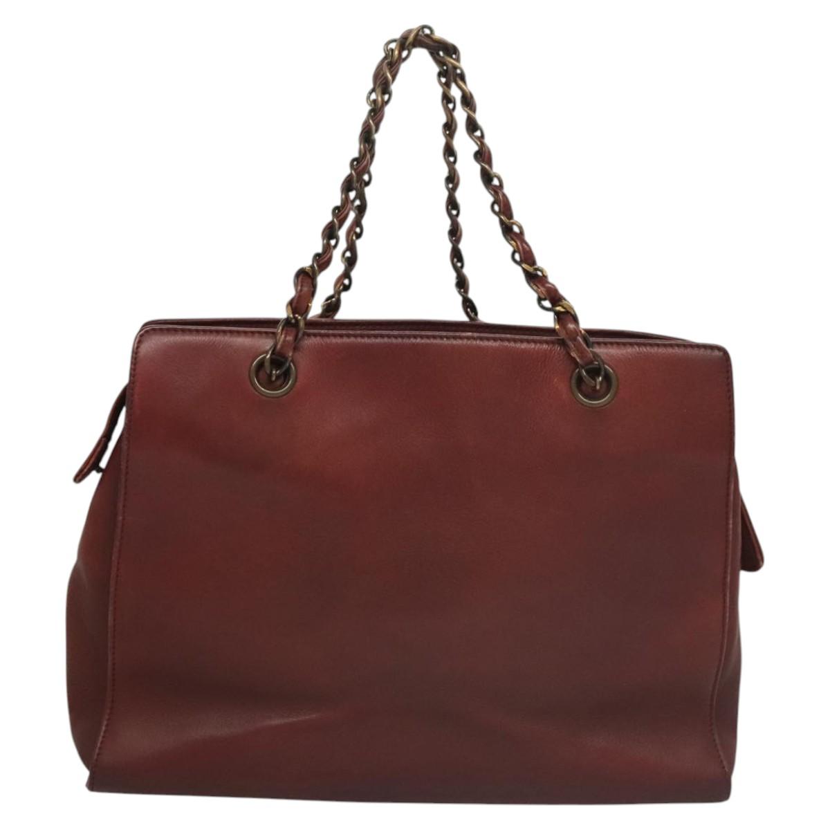 Chanel, Burgundy, Leather, handbag