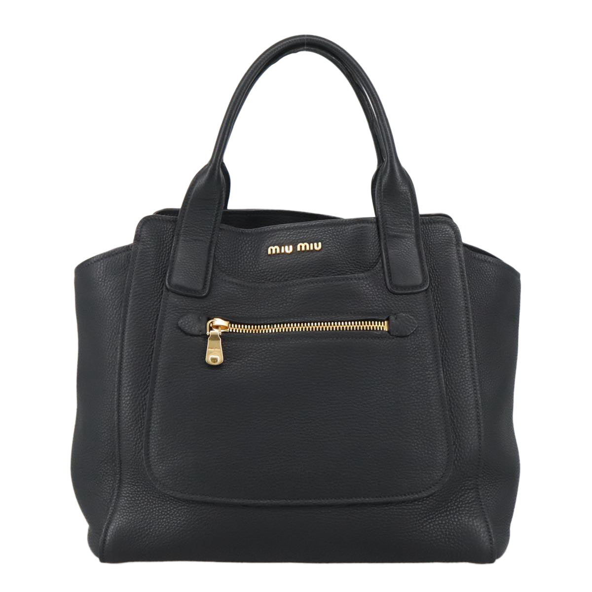 Miu Miu Vitello, Black, Leather, handbag