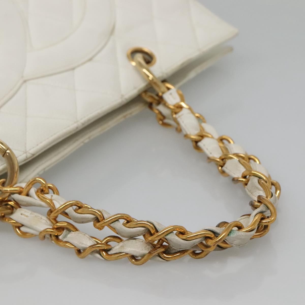 Chanel Vintage Grand Shopping Quilted Caviar, White, Leather, Tote Bag