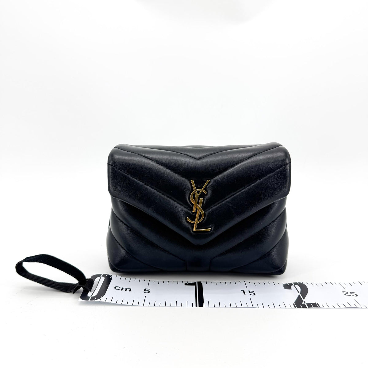 Saint Laurent Loulou Matelasse Chevron Leather, Black, Leather, Shoulder Bag