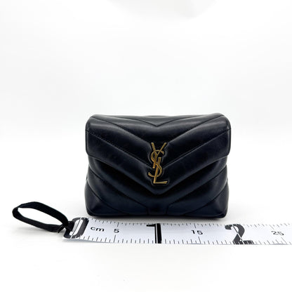 Saint Laurent Loulou Matelasse Chevron Leather, Black, Leather, Shoulder Bag