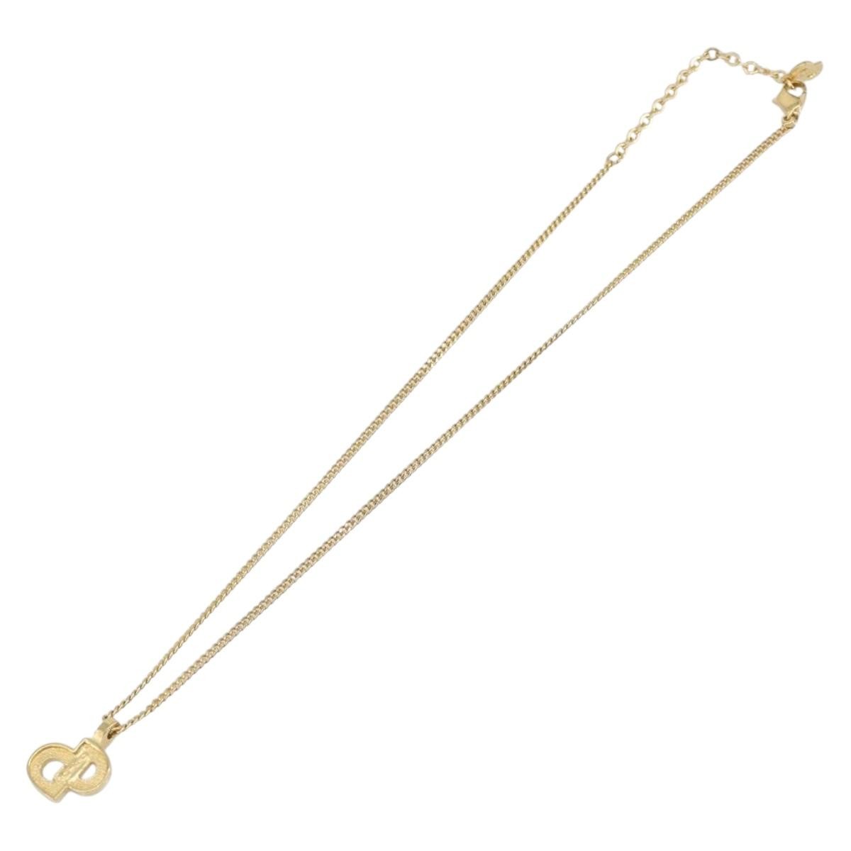 Christian Dior CD Pendant Metal, Gold, Metal, Necklace