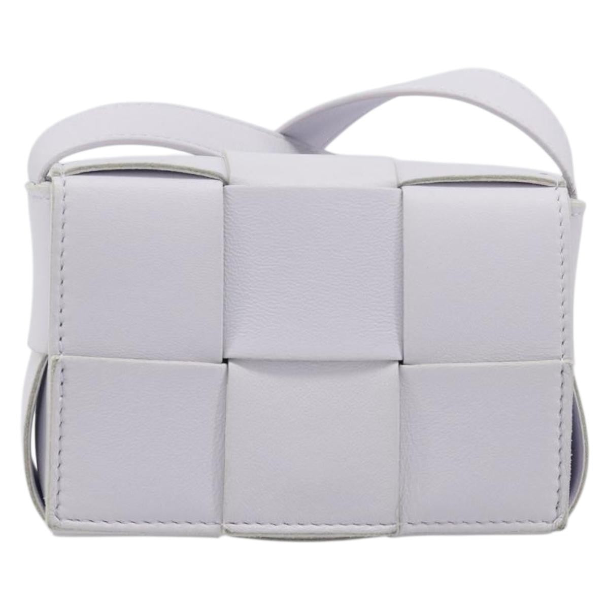 Bottega Veneta Cassette Maxi Intrecciato Leather, White, Leather, Clutch