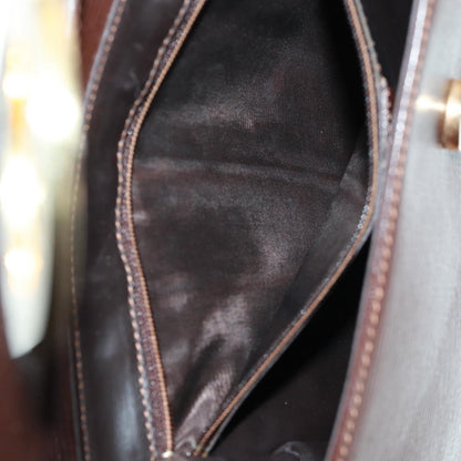 Celine Circle Logo Leather, Brown, Leather, Shoulder Bag