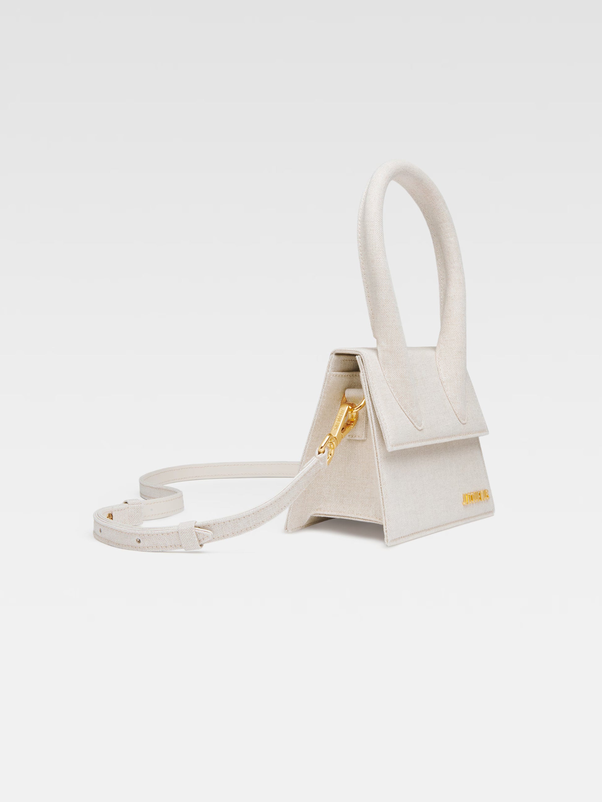 Jacquemus Chiquito mini beige clair linen, BEIGE, LINEN, Crossbody bag