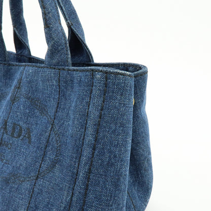 Prada Canapa Convertible Denim, Blue, Denim, Tote Bag