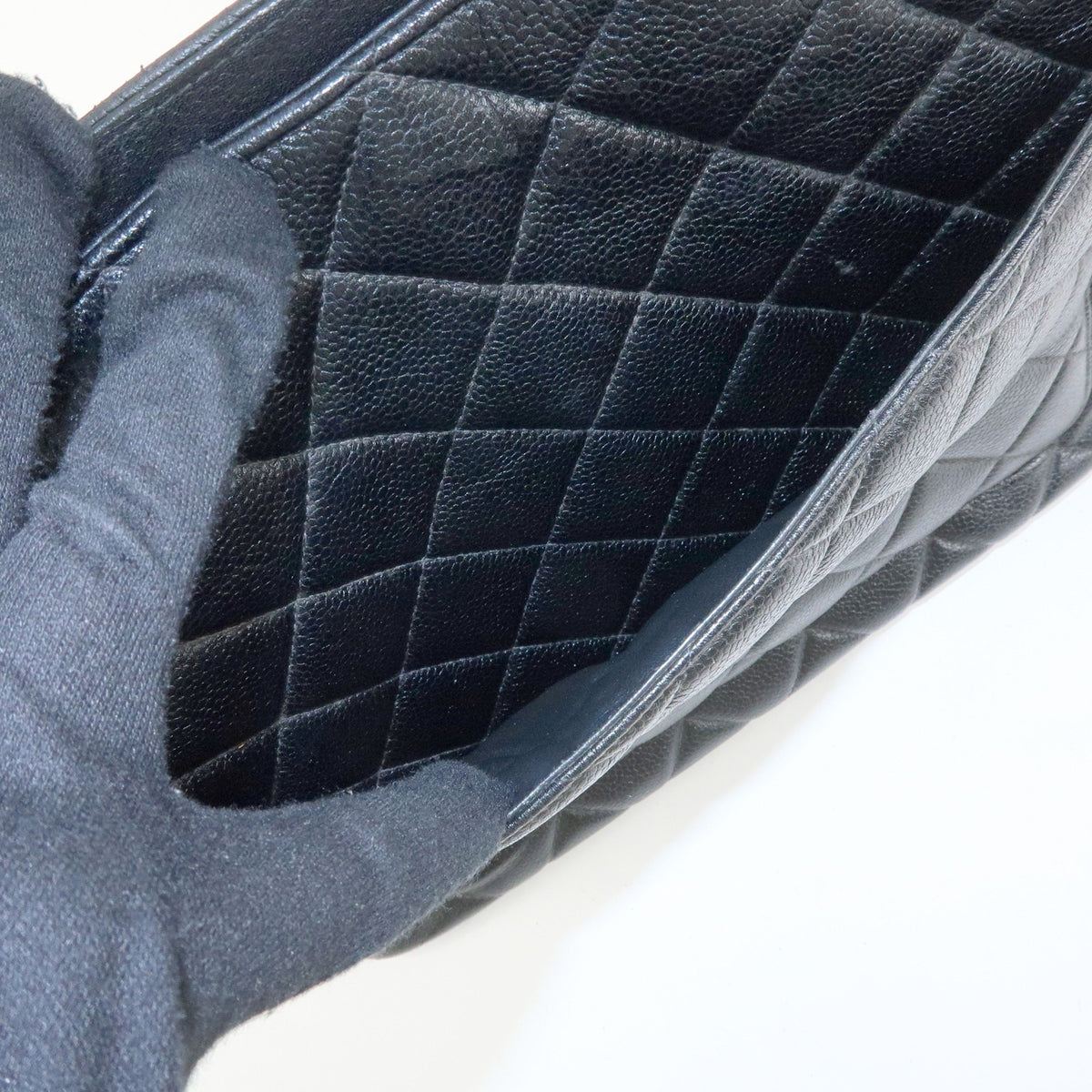 Chanel Medallion Quilted Caviar, Black, Leather, Tote Bag
