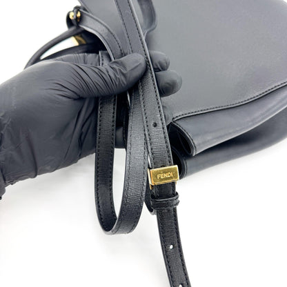 Fendi 2Jours Leather, Black, Calfskin, Handbag