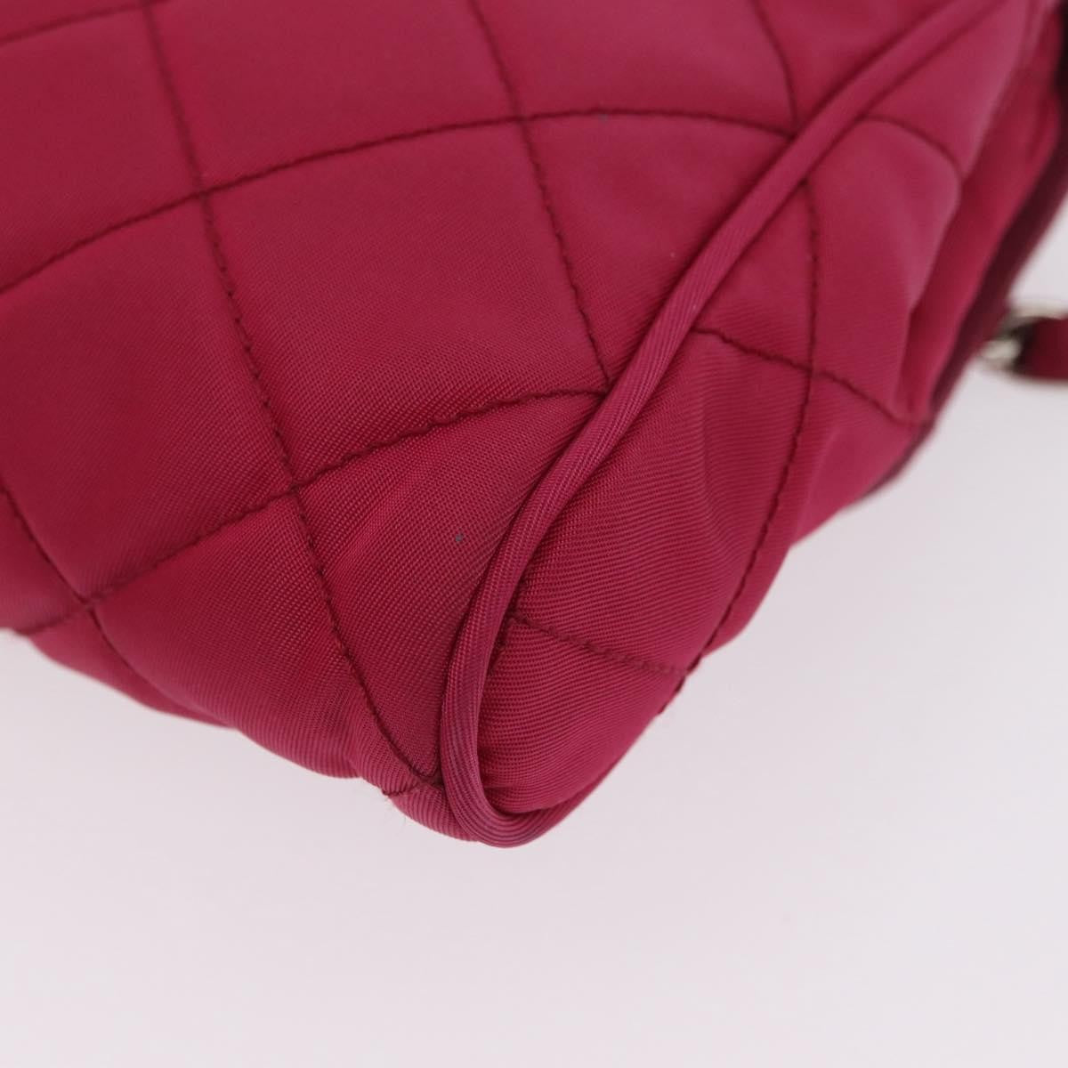 Prada Pushlock Chain Flap Quilted Tessuto, Pink, Nylon, Handbag