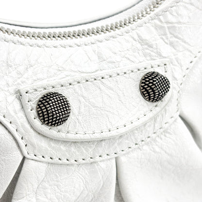 Balenciaga Le Cagole Giant Spikes Leather, White, Leather, Shoulder Bag