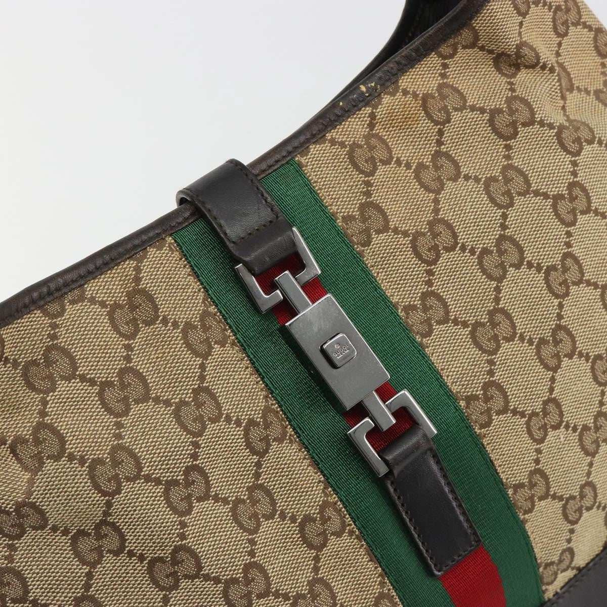 Gucci Web Jackie O Hobo GG Canvas, Beige, Canvas, Shoulder Bag